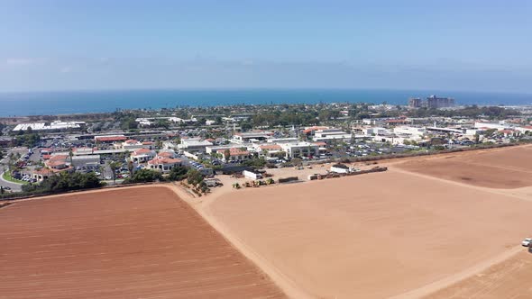The coastal city Carlsbad in California. Aerial view of a housing community alt