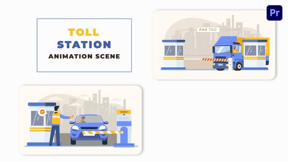 Vehicles Toll Station Premiere Pro Animation Scene