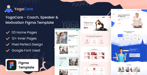 YogaCare - Coach, Speaker & Motivation Figma Template