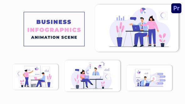 Business Infographics Flat Character Premiere Pro Animation Scene