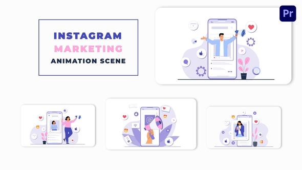 Instagram Marketing Premiere Pro Animation Scene Pack