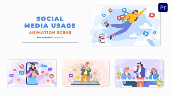 Social Media Usage Premiere Pro Character Animation Scene