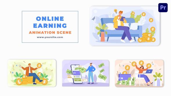 Online Earning Money Premiere Pro Animation Scene