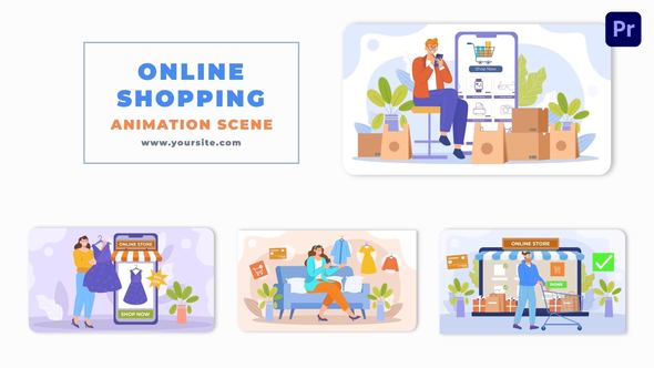 Online Shopping Premiere Pro Character Animation Scene