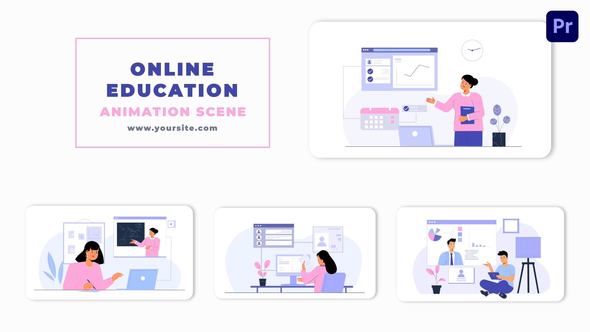 Online Education Concept Premiere Pro Animation Scene