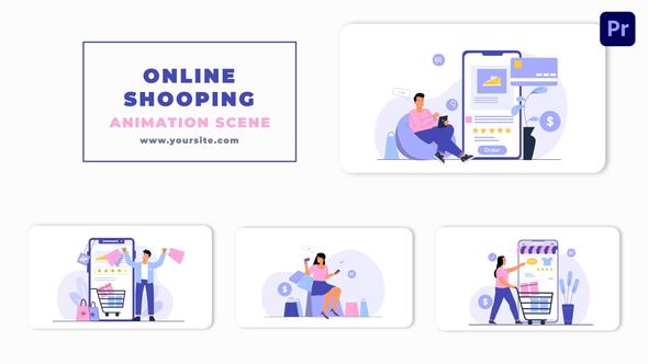 Online Shopping on Mobile Premiere Pro Animation Scene