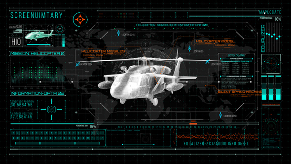 HUD700 Screen Military Helicopter