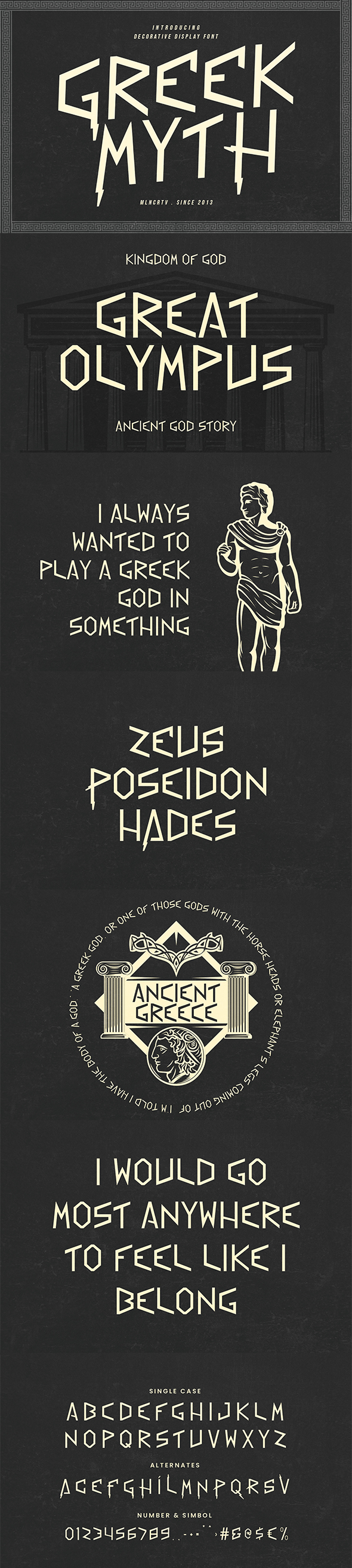 Greek Myth Decorative Display Font Preview