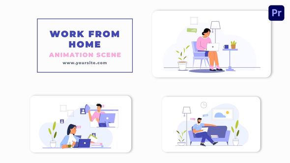 Work from Home Premiere Pro Animation Scene Pack