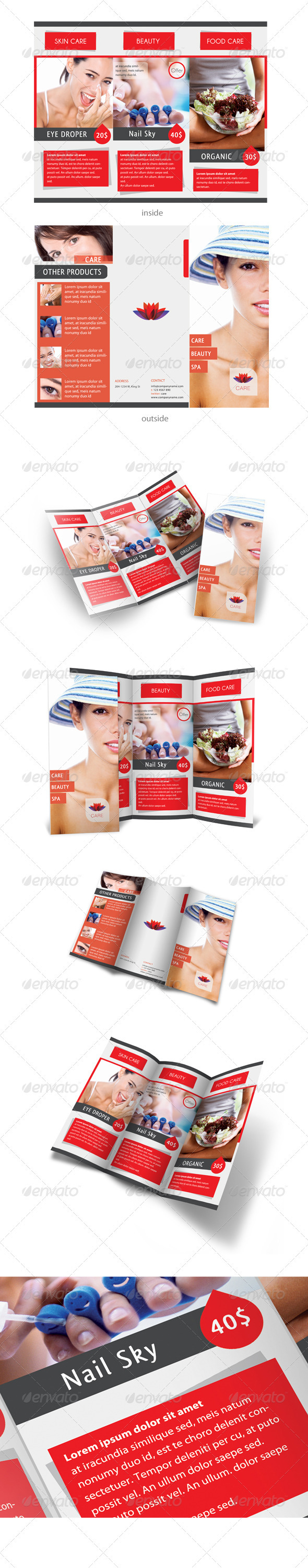 Care & Spa Trifold Template - Catalogs Brochures