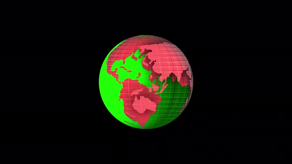 Flat design spinning Earth isolated on black. Animation of planet Earth. Vd 1739