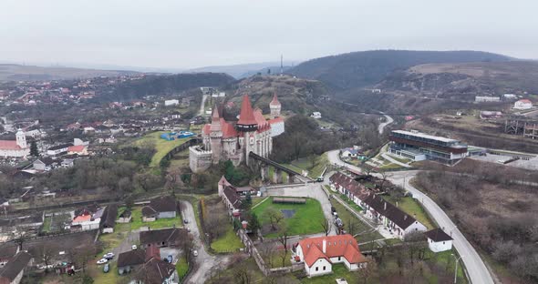 Famous Attraction Gothic Corvin Castle in Hunedoara Transylvania Romania