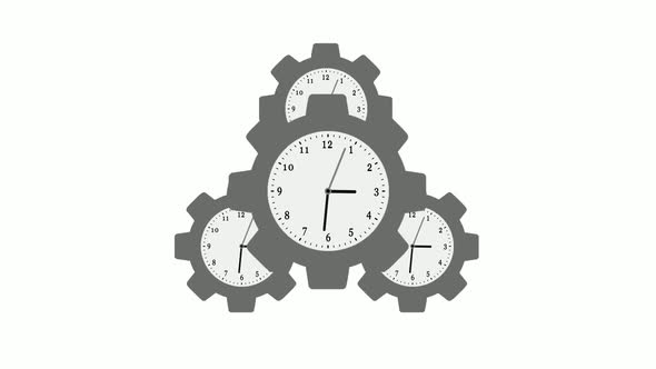 Gray Color Gear Icon Clock Isolated On White Background alt