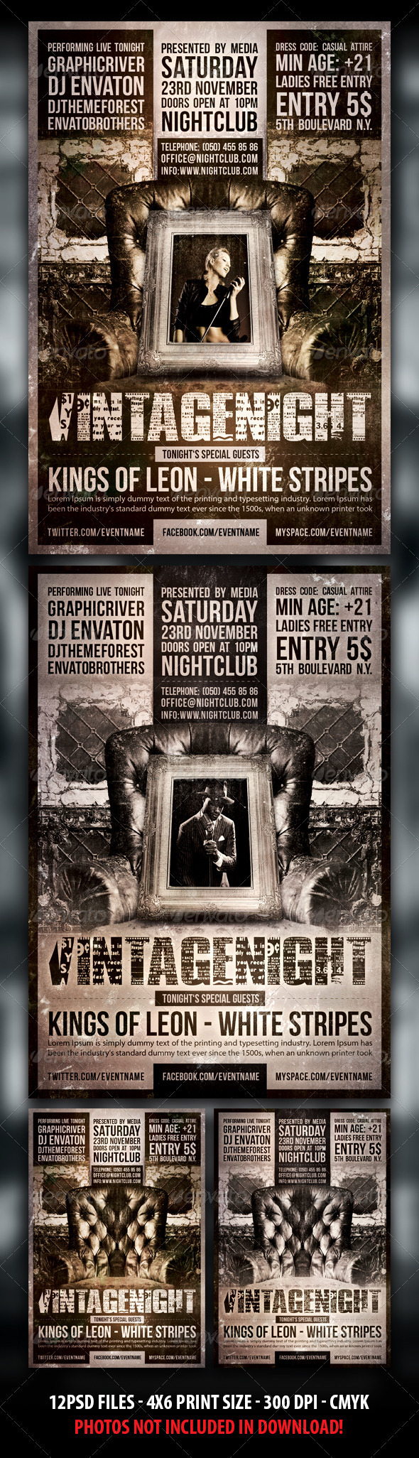 Indie / Vintage Party / Concert Flyer - Clubs & Parties Events