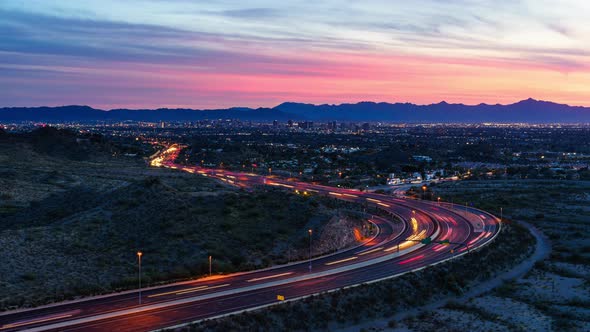 Phoenix Arizona Freeway Day to Night Time Lapse