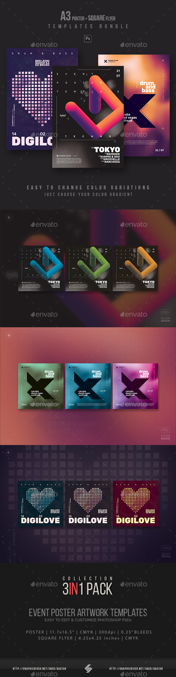 em6 poster flyer templates bundle preview