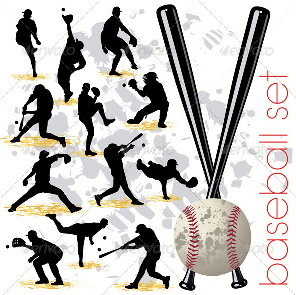 Baseball Players Silhouettes Set - Sports/Activity Conceptual