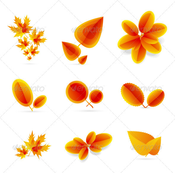 Autumn leaf icons