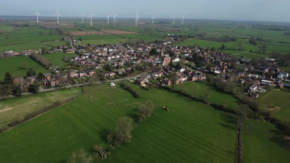 Swinford Village Aerial Wind Turbines Leicestershire Landscape