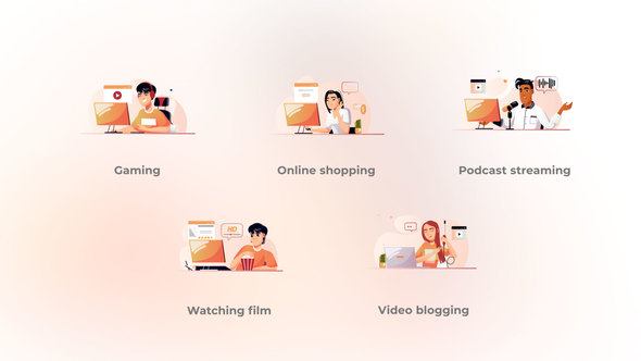Video Blogging - Gradient Orange People Table Fixed Concepts