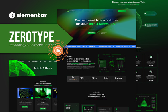 Zerotype - Technology & Software Company Elementor Template Kit