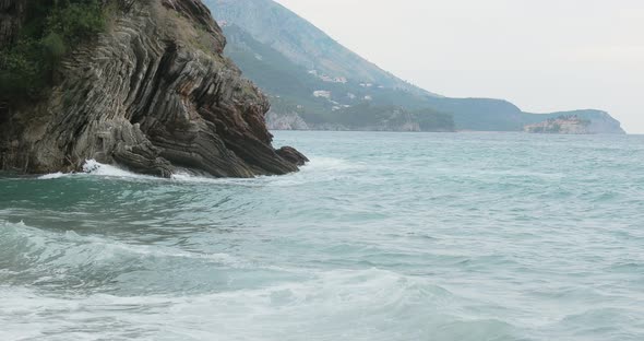 Stormy Sea Near Rocky Coast