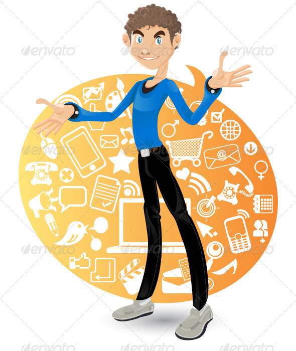 Social networking Boy - Characters Vectors