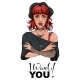 Modern Womens Youth Fashion Redhead Goth Girl 