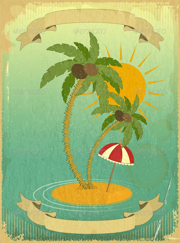Retro Vintage Grunge Summer Vacation Postcard - Travel Conceptual