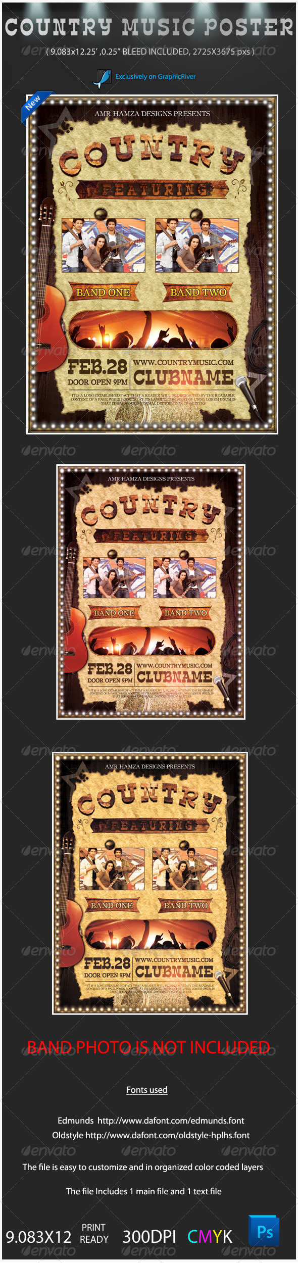 Country Music Event Poster - Clubs & Parties Events