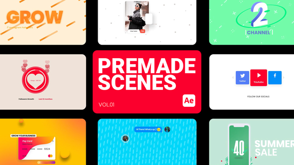 Premade Scenes 01 for After Effects Elements template preview
