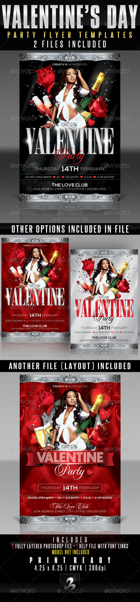 Valentine's Day Party Flyer Templates - Clubs & Parties Events