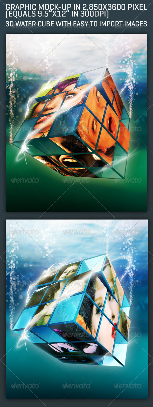 2850x3600 Mock-Up 3D Customizable Cube - Miscellaneous Displays