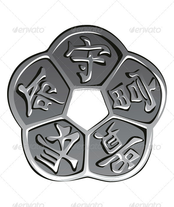 Vector ancient chinese coin feng shui
