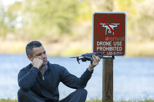 Operator is disappointed because he can not fly his quadcopter in national park no drone area.