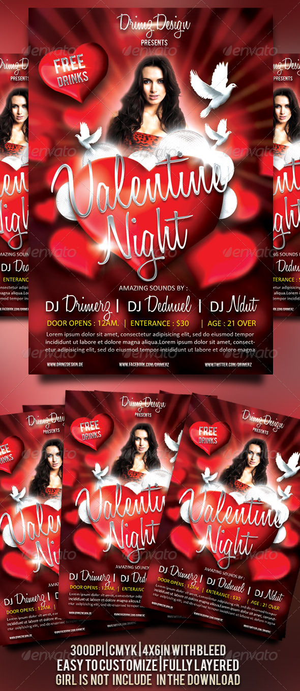 Valentine Night Flyer - Events Flyers