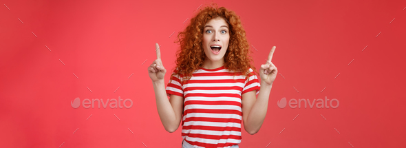 Omg fascinating store check it out. Impressed excited good-looking redhead curly emotive girl drop