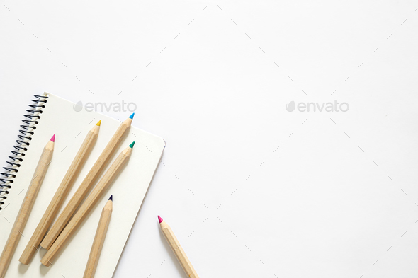 Sketch Pad and Colored Pencils Stock Image - Image of colorful