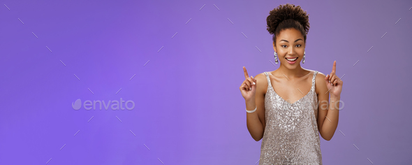 Girl dress-up prom waiting boyfriend pick-up limo. Elegant african-american young woman glittering