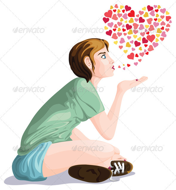Girl Blowing a Kiss - People Characters