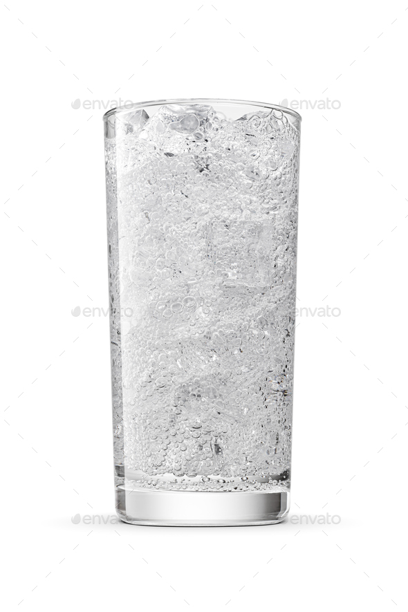 Glass With Ice Cubes. Isolated On White Stock Photo, Picture and