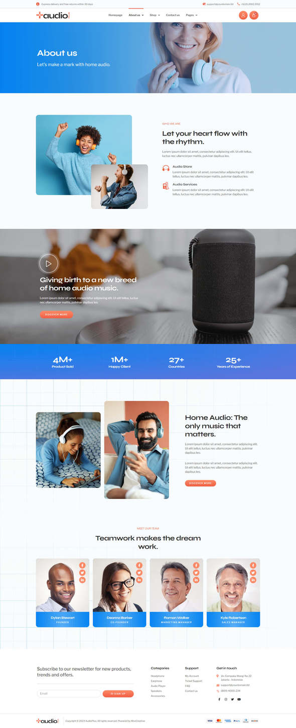 AudioPlus - Audio Store WooCommerce Elementor Template Kit