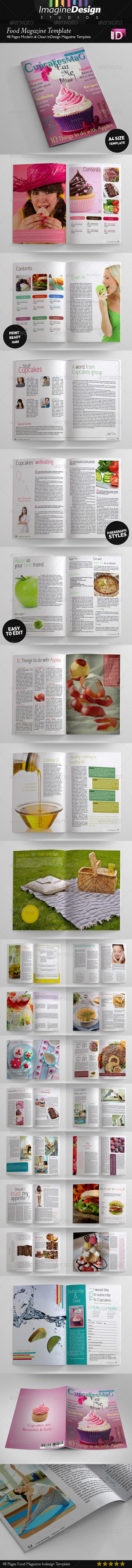 48 Pages Food Magazine Template - Magazines Print Templates