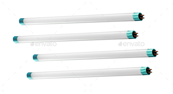fluorescent tube compact lamps isolated