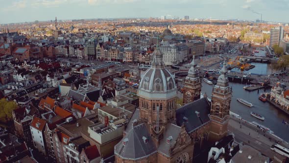 Aerial top view of the Amsterdam, 60 FPS