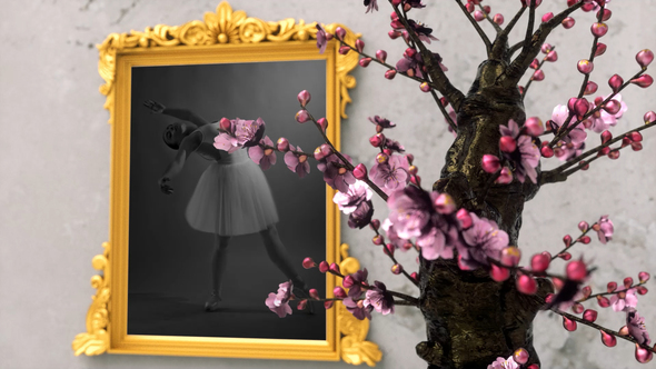 Gold Frames and Beauty Sakura Tree