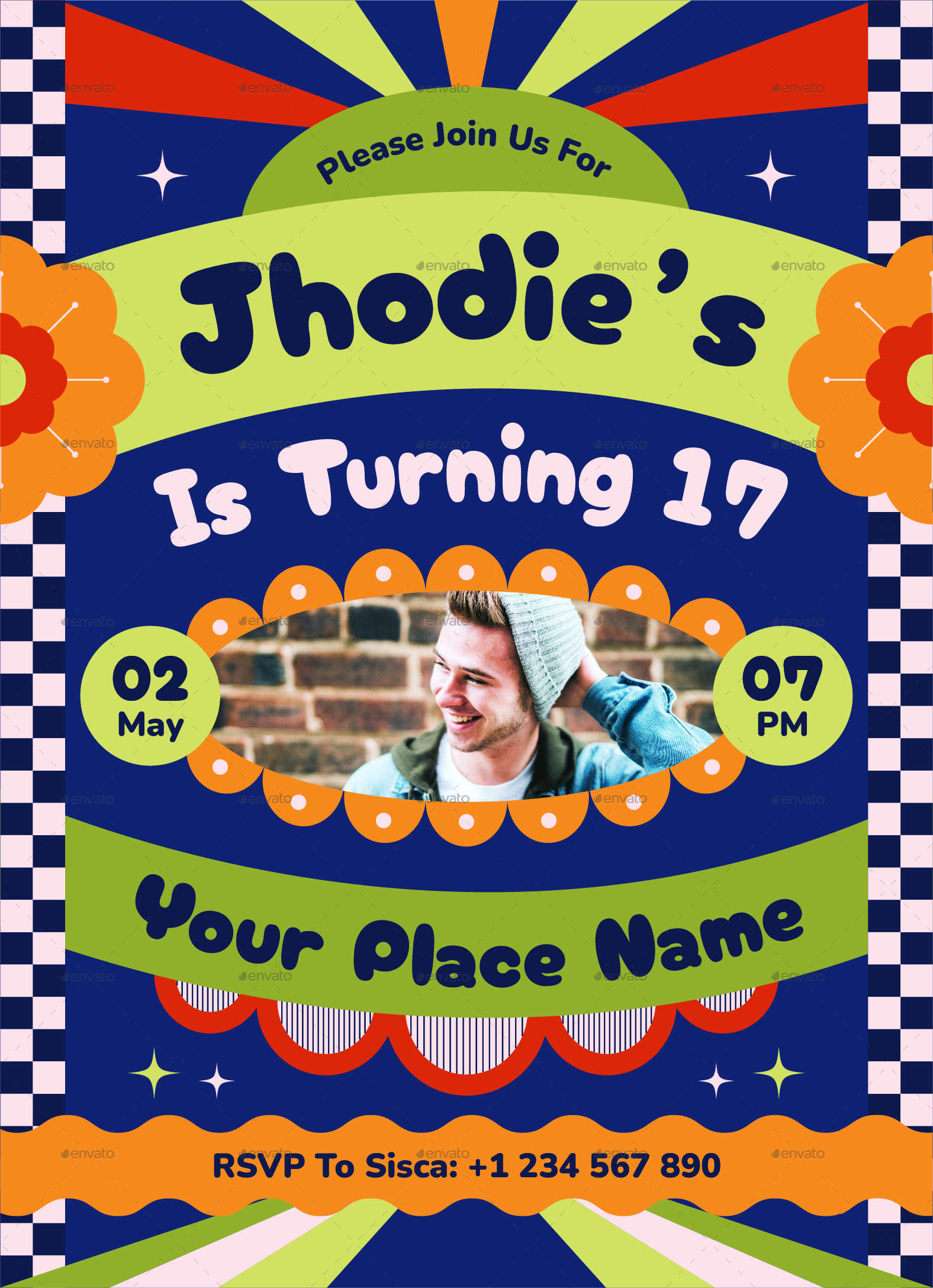 Creative Birthday Invitation Psychedelic Theme, Print Templates ...