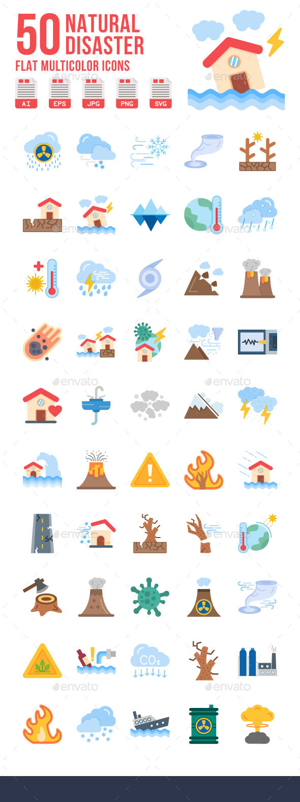 Natural Disaster Flat Icons