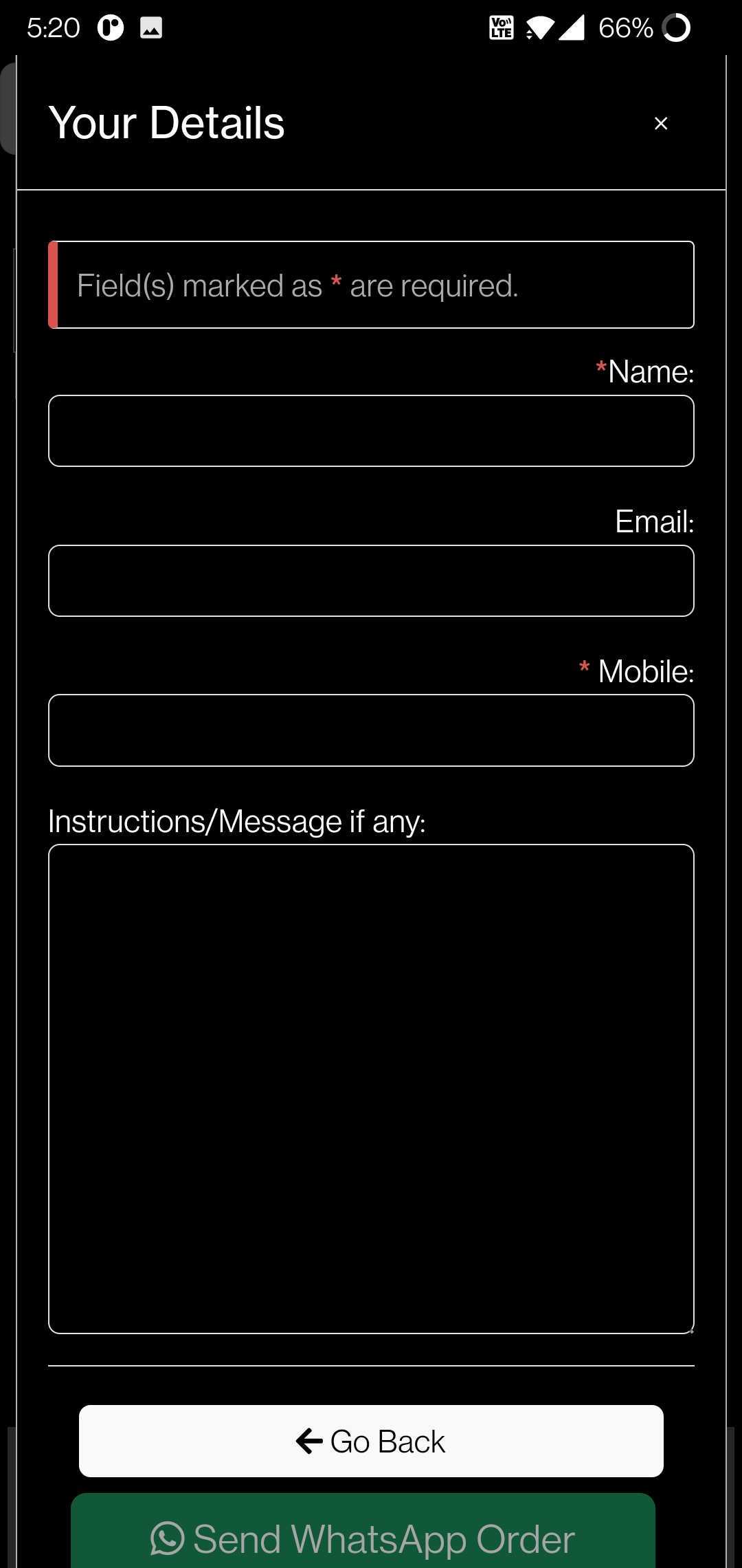 InstaOrder Orders using WhatsApp Hybrid Mobile Apps CapacitorJS