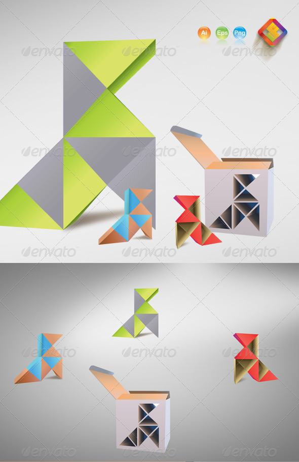 3D Style Vector Rubik's Birds - Miscellaneous Conceptual